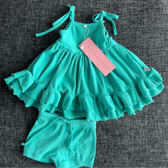 NWT Jane + Jo Ribbed Cotton Tie Over Tunic Set Size 18 Months - Picture 1 of 8